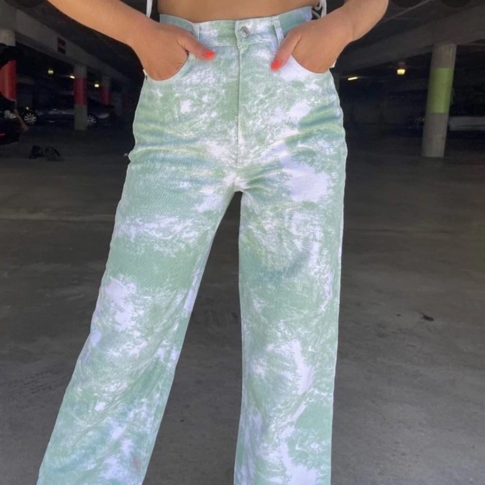 SHEKOU TIE DIE WIDE LEG PANTS